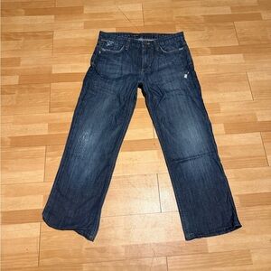 Joe's Jeans Vintage Relaxed Cotton faded stone distressed ripped Sz 32 Dark Blue